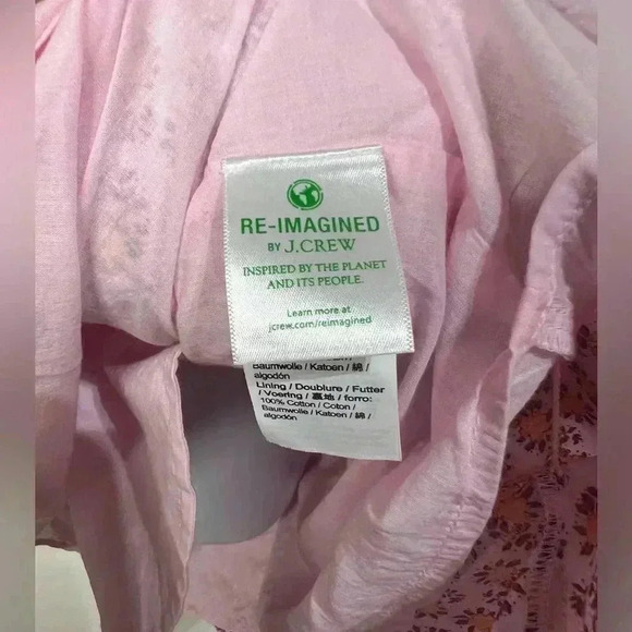 J.Crew V-Neck Poplin Mini Dress Pink Peony Floral Paisley Size 2 - Picture 6 of 9